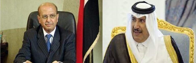 صورة حمد بن جاسم وأبوبكر القربي يبحثان مشروع إصلاح الجامعة العربية