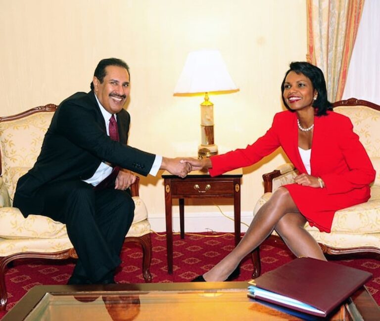 حمد بن جاسم يلتقي كونداليزا رايس ويدعو إلى حوار مباشر بين العرب وإسرائيل