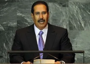 حمد بن جاسم خلال محاضرة في منتدى تاون هول لوس أنجلوس إشراك البعثيين في إدارة العراق