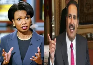 حمد بن جاسم عقب لقائه مع رايس: قطر تدعم رؤية أمريكا للسلام