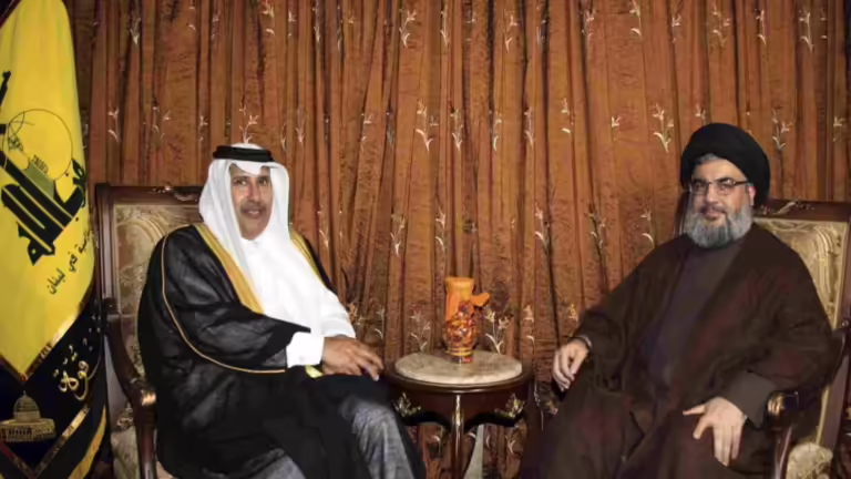 حمد بن جاسم يبحث مع نصر الله التهديدات الإسرائيلية للبنان