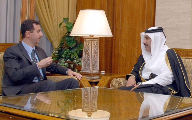 حمد-بن-جاسم-يلتقي-بشار-الأسد