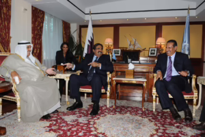 سمو الأمير الشيخ حمد بن خليفة آل ثاني يستقبل رئيس وزراء الكويت في المقر الدائم للبعثة القطرية بنيويورك – 23 سبتمبر 2010