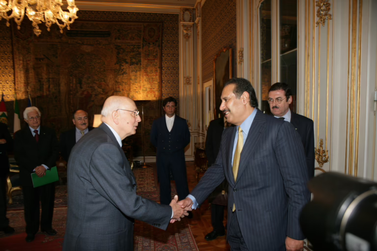معالي الشيخ حمد بن جاسم بن جبر آل ثاني يلتقي الرئيس الإيطالي جورجيو نابوليتانو في روما – 2 مايو 2007