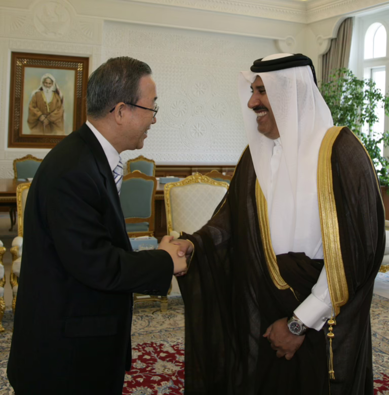معالي الشيخ حمد بن جاسم بن جبر آل ثاني يستقبل الأمين العام للأمم المتحدة في الدوحة – 23 أبريل 2007