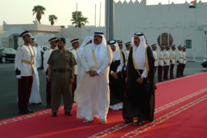 الأمير حمد بن خليفة ورئيس الوزراء حمد بن جاسم يستقبلان الرئيس السوداني عمر البشير في الدوحة – 20 سبتمبر 2007