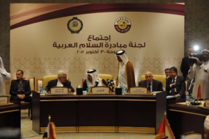 معالي رئيس مجلس الوزراء وزير الخارجية الشيخ حمد بن جاسم بن جبر آل ثاني يترأس اجتماع لجنة مبادرة السلام العربية في الدوحة – 30 أكتوبر 2011