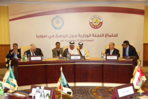 معالي رئيس مجلس الوزراء وزير الخارجية الشيخ حمد بن جاسم بن جبر آل ثاني يترأس اجتماع اللجنة الوزارية لجامعة الدول العربية في الدوحة – 17 ديسمبر 2011